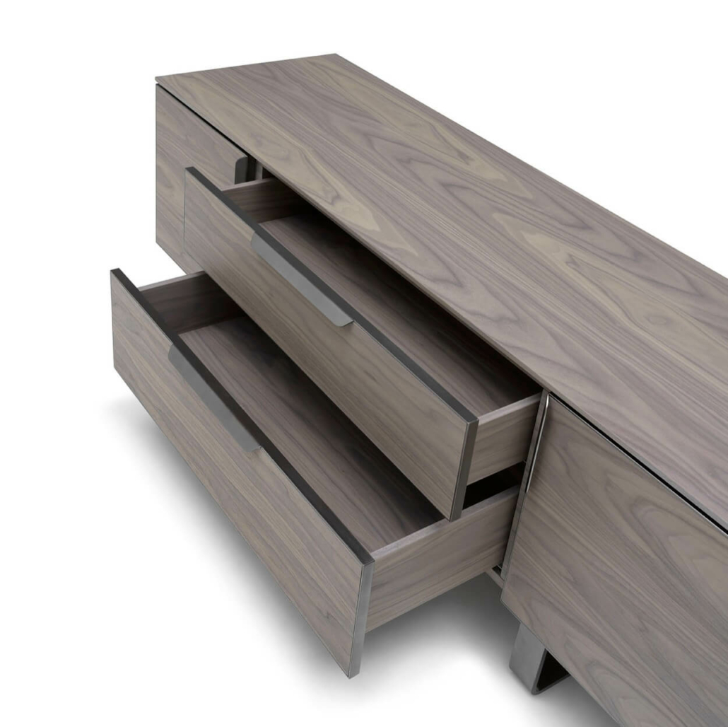 TV unit with Walnut - doors, Marco designed 2 Piva. Arte wood, drawers Brotto and American by top in central
