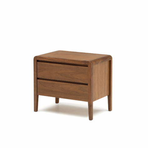 Bedside table with 2 drawers with horizontal veneer fronts