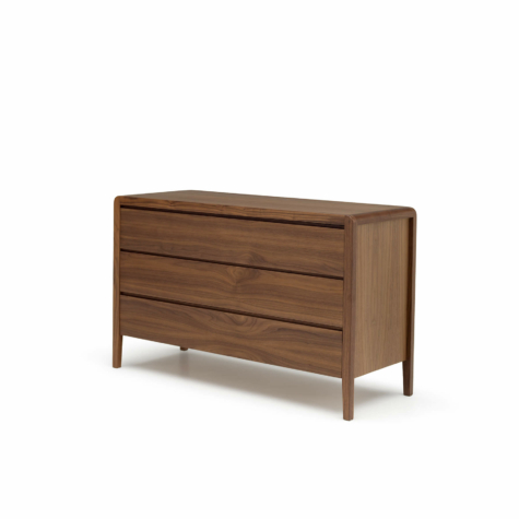 Chest of drawers with 3 drawers with horizontal veneer fronts