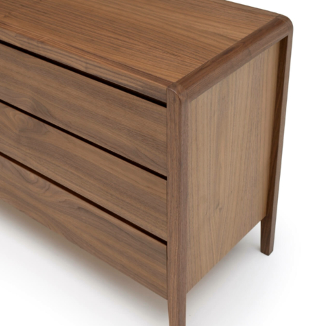 Chest of drawers with 3 drawers with horizontal veneer fronts