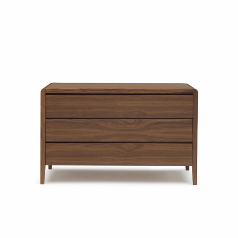 Chest of drawers with 3 drawers with horizontal veneer fronts
