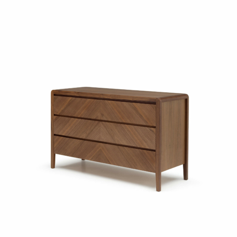 Chest of drawers with 3 drawers and herringbone inlaid fronts