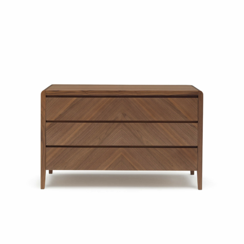 Chest of drawers with 3 drawers and herringbone inlaid fronts